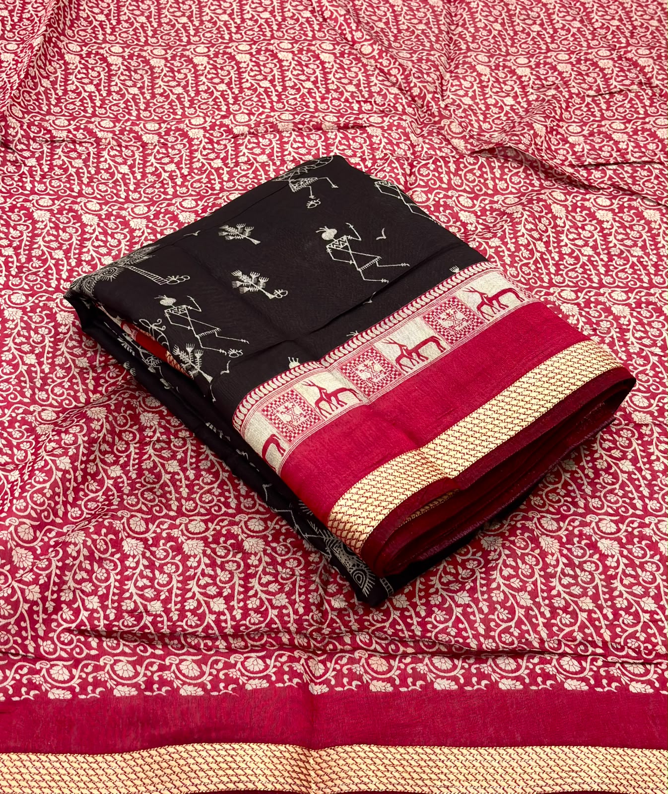 Designer Patola Pallu Maheshwari Silk Saree